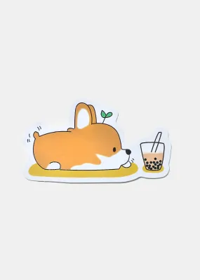 Official Key Items Sticker - Corgie Loves Boba