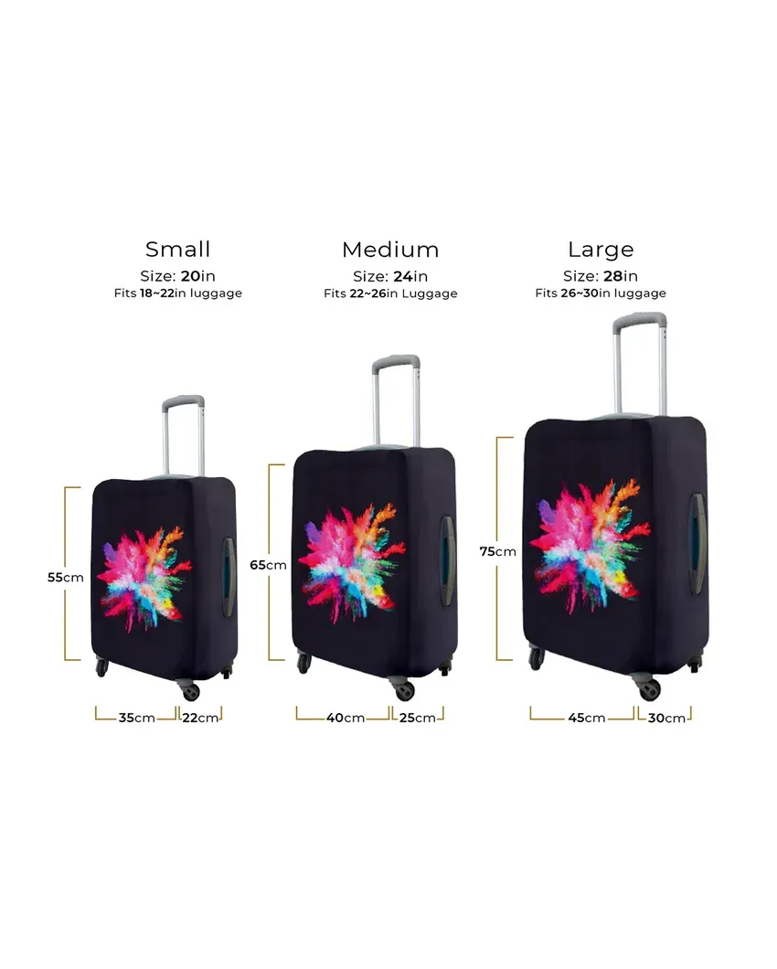 ONLY LUGGAGE COVER | Compact Black Polyester Stretchable Printed Protective Luggage Bag Cover