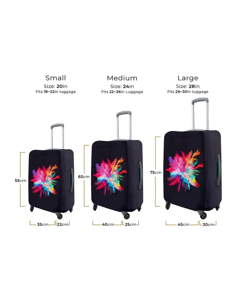 ONLY LUGGAGE COVER | Compact Black Polyester Stretchable Printed Protective Luggage Bag Cover