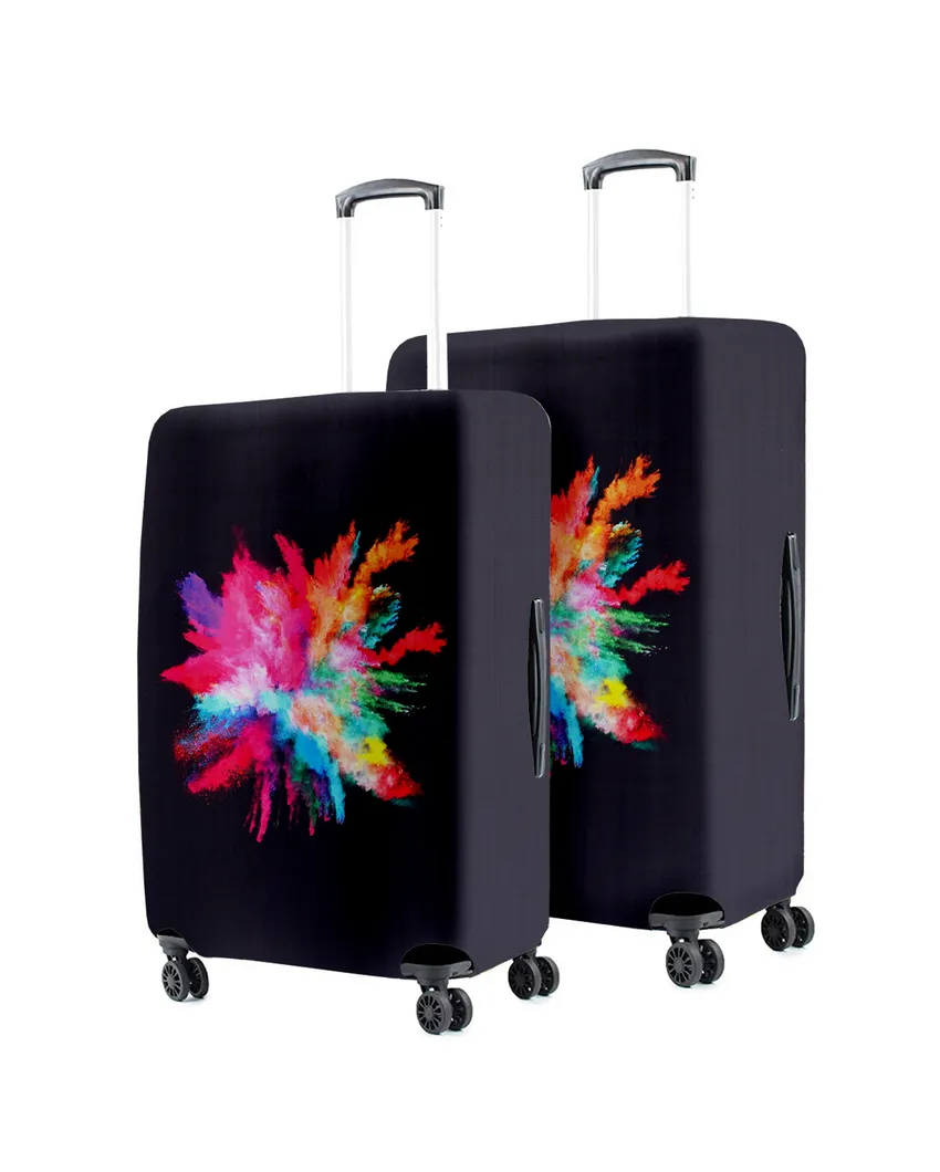ONLY LUGGAGE COVER | Compact Black Polyester Stretchable Printed Protective Luggage Bag Cover