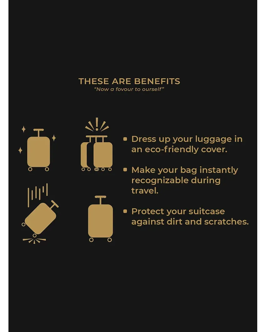 ONLY LUGGAGE COVER | Compact Black Polyester Stretchable Printed Protective Luggage Bag Cover