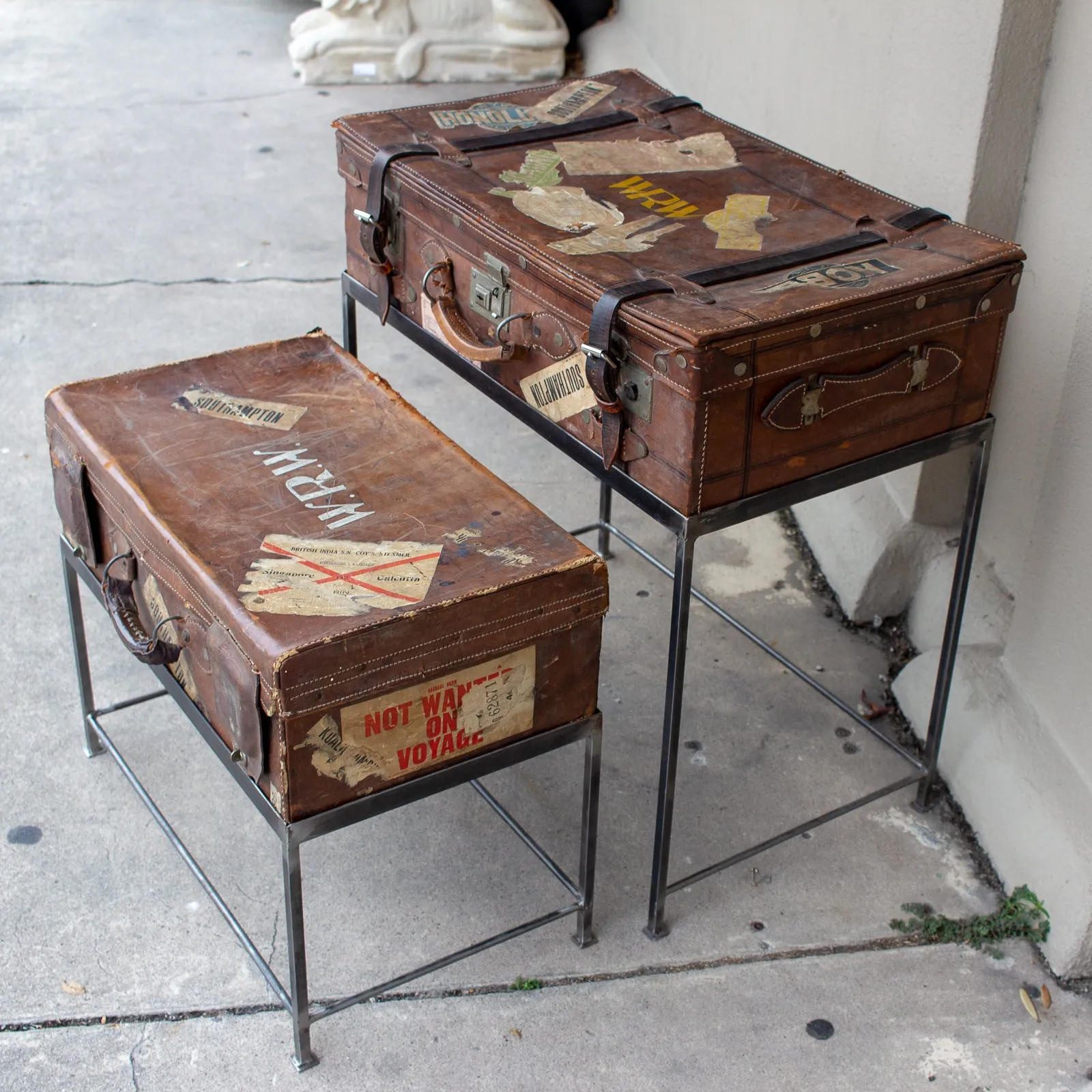 Pair of Antique English Luggage Nesting Tables