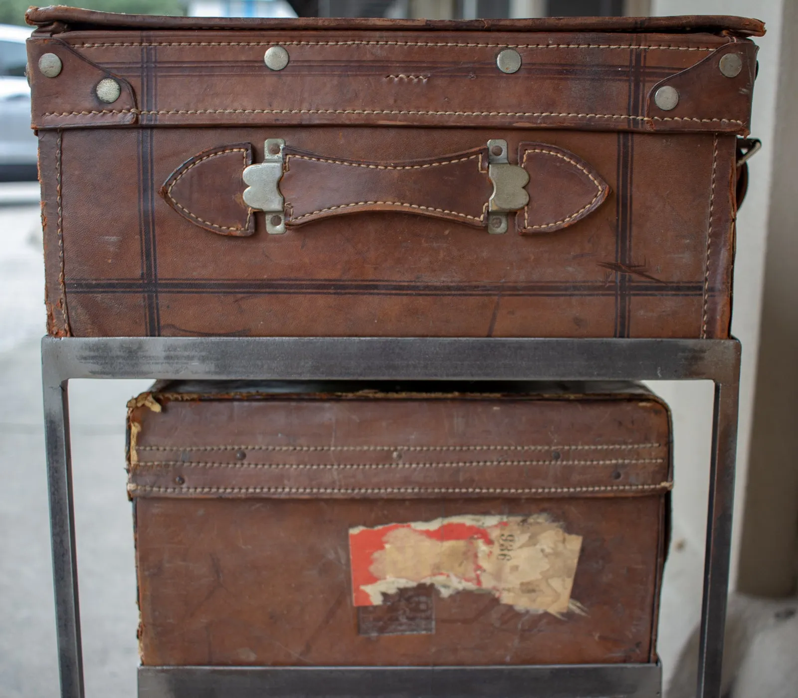 Pair of Antique English Luggage Nesting Tables