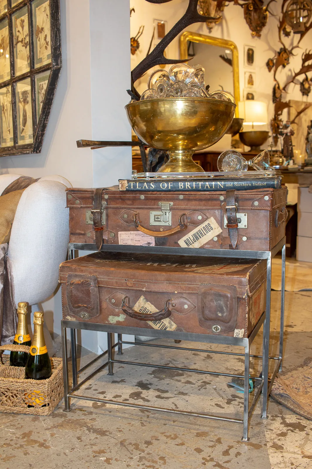Pair of Antique English Luggage Nesting Tables