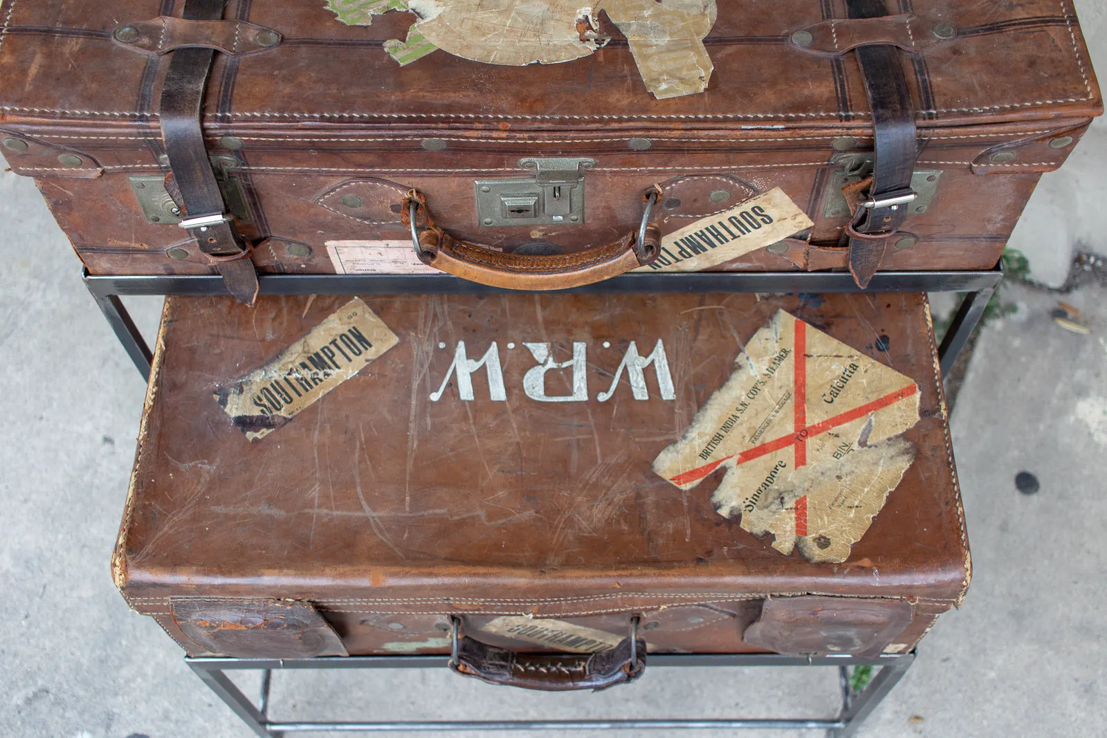 Pair of Antique English Luggage Nesting Tables