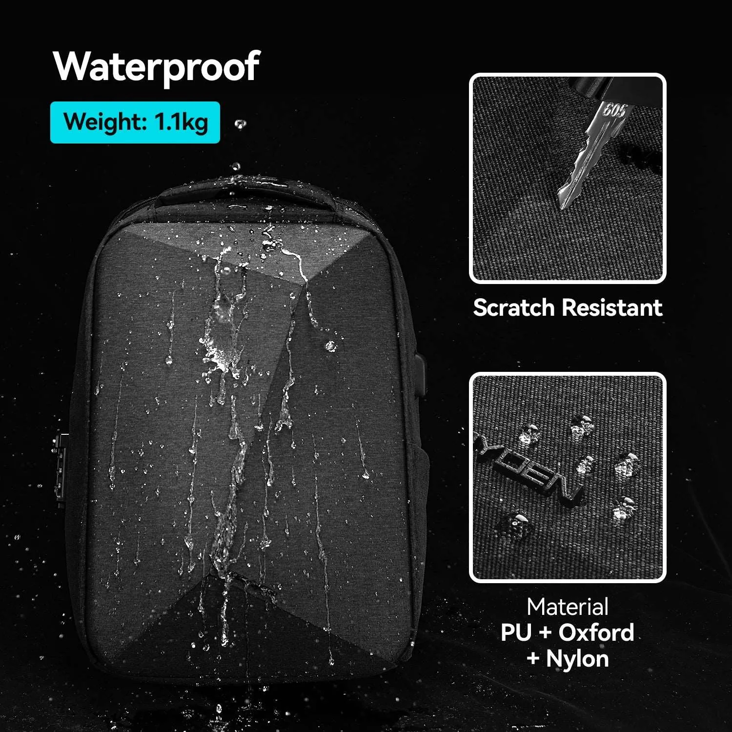 Protector I: Diamond-cut Design Hard shell Waterproof Anti-scratch Multifunctional Laptop Backpack
