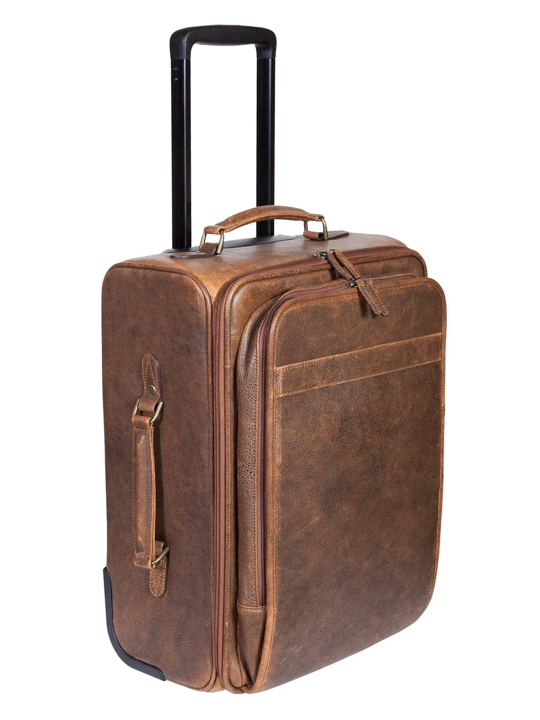 Scully Aerosquadron Collection Leather Wheeled Carry On Walnut