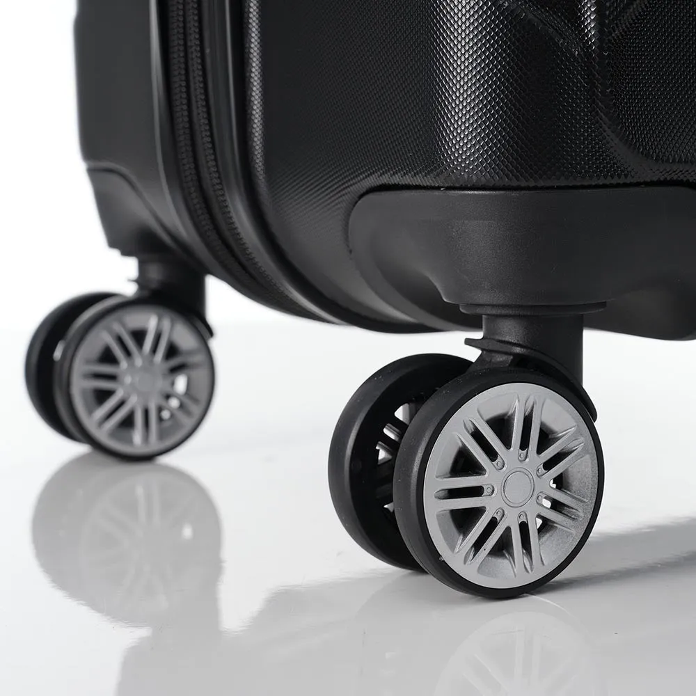 Set of 3 Lightweight Suitcase with TSA Lock and Spinner Wheels - Black