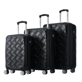 Set of 3 Lightweight Suitcase with TSA Lock and Spinner Wheels - Black
