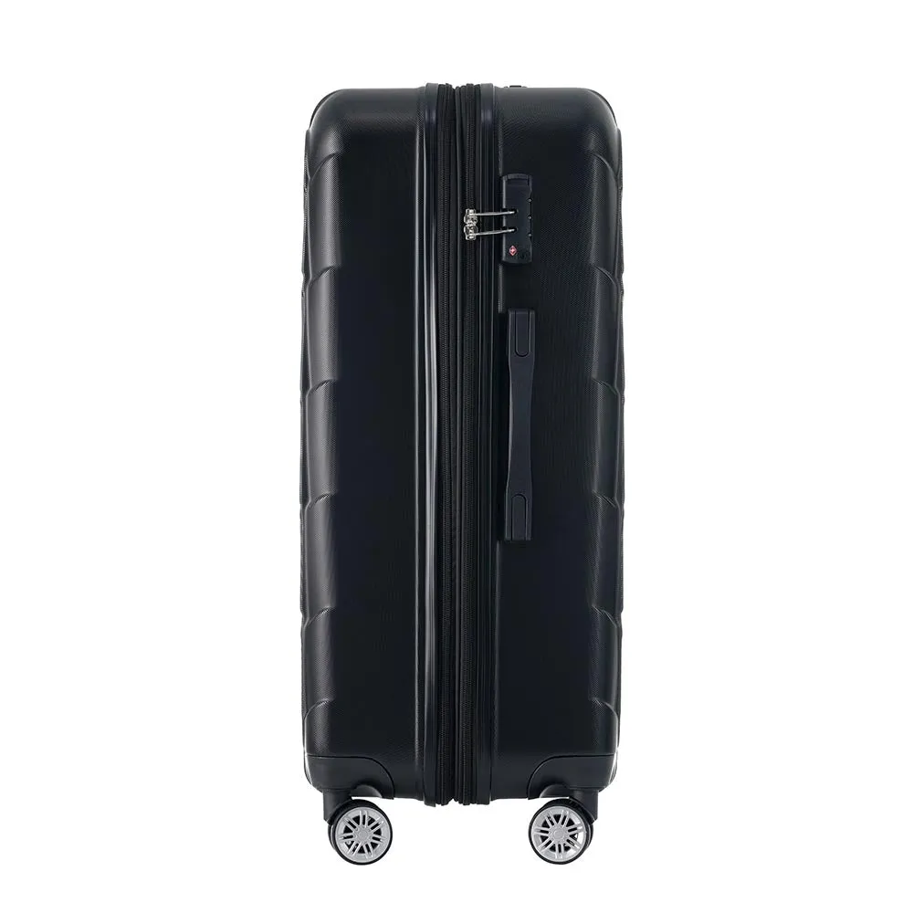 Set of 3 Lightweight Suitcase with TSA Lock and Spinner Wheels - Black