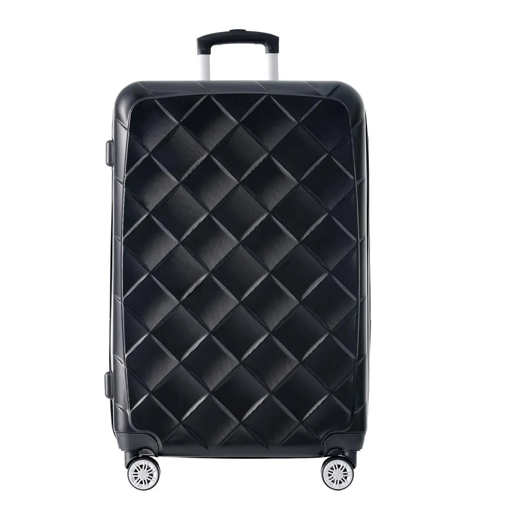 Set of 3 Lightweight Suitcase with TSA Lock and Spinner Wheels - Black