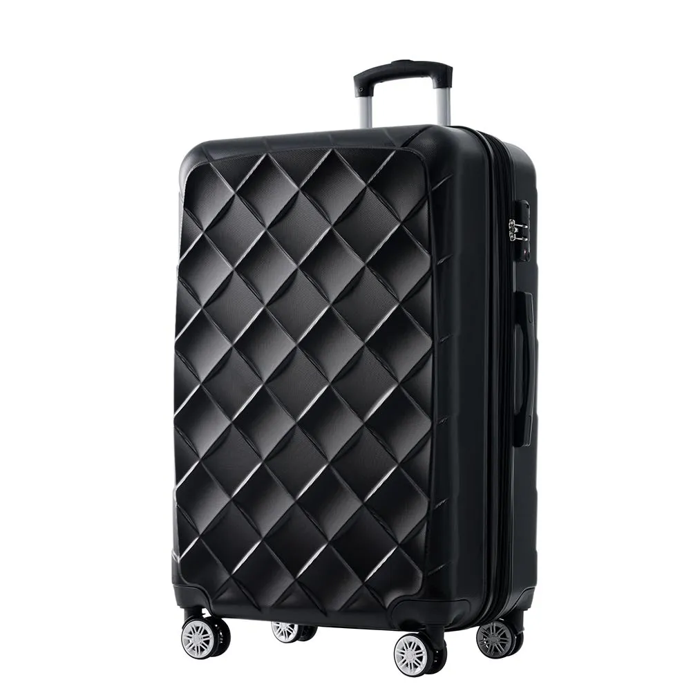 Set of 3 Lightweight Suitcase with TSA Lock and Spinner Wheels - Black