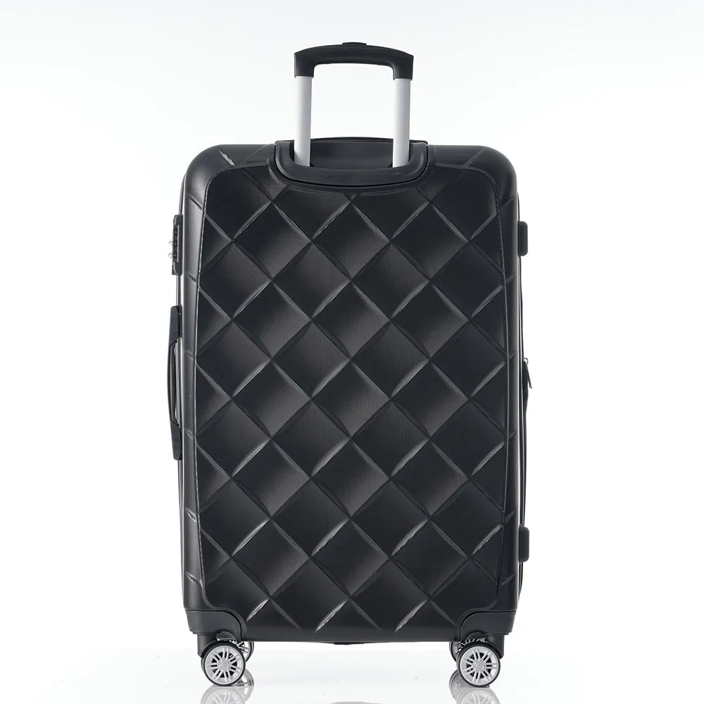 Set of 3 Lightweight Suitcase with TSA Lock and Spinner Wheels - Black