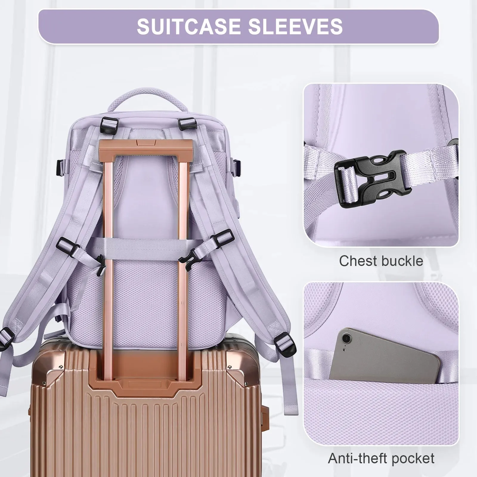 Sohiwoo Travel Backpack for Women, Carry On Backpack,TSA Laptop Backpack Flight Approved, College Nurse Bag Casual Daypack for Weekender