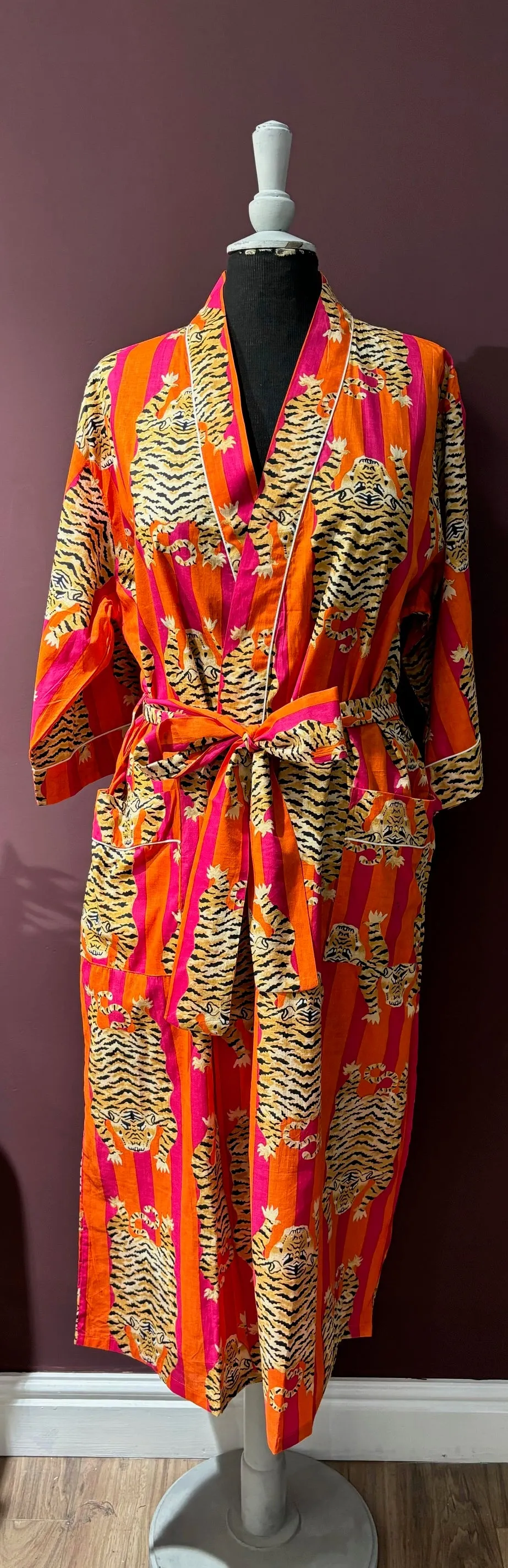 Totes Of India - Pink Tiger Print Gown
