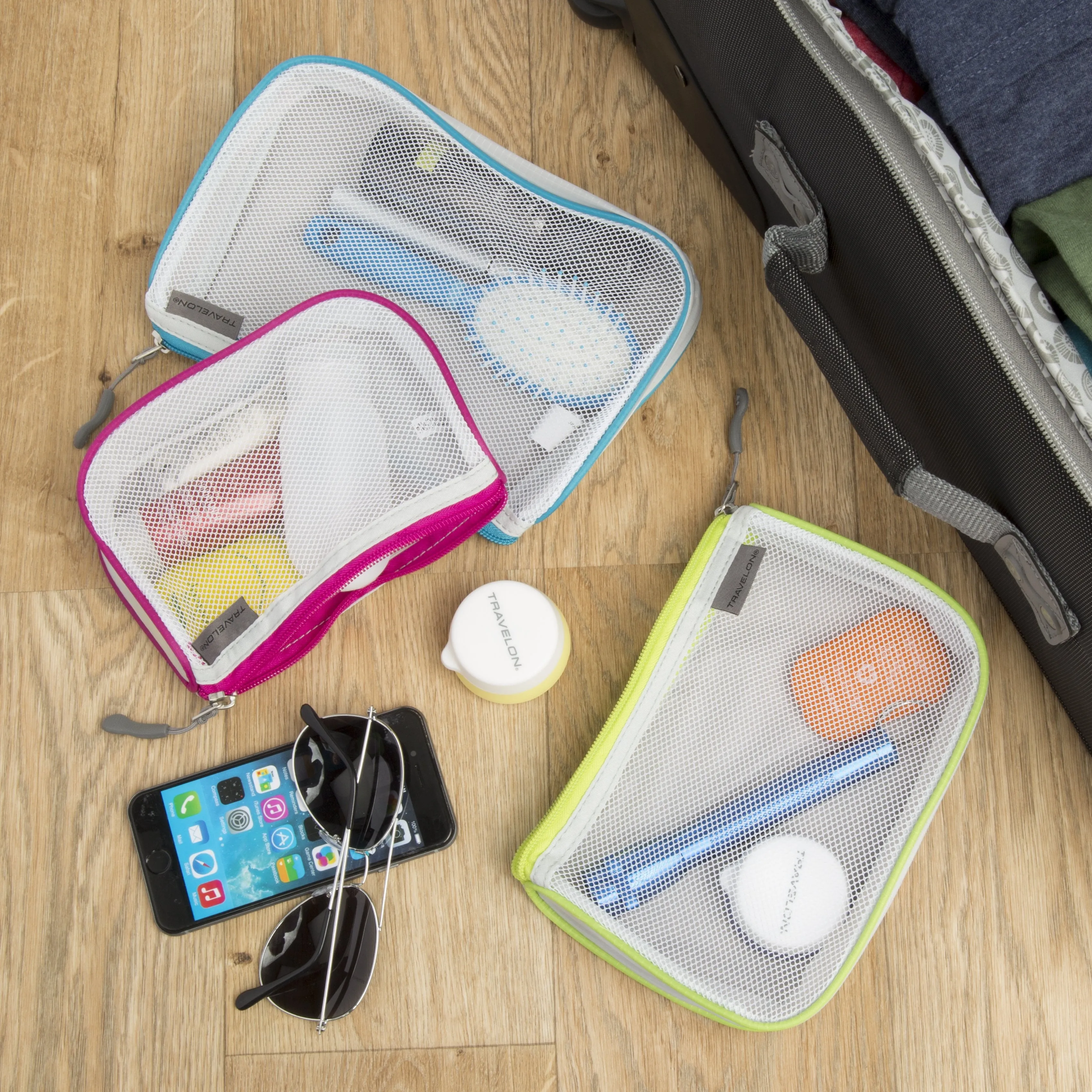 Travelon Set of 3 Assorted Piped Pouches