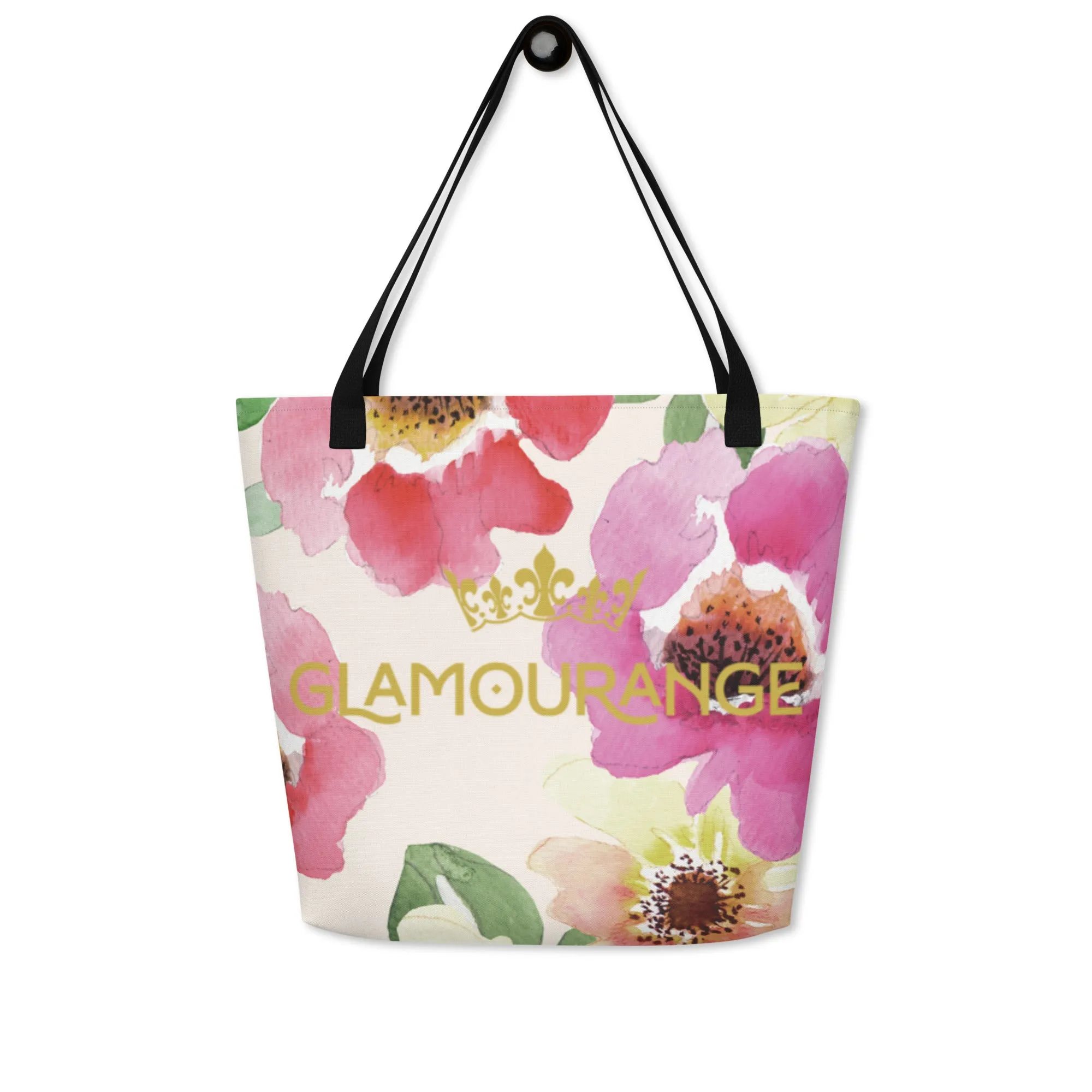 Valentine Day Large Tote Bag - Cute Florals (Glamourange Gift For Valentine Bags With Design Print Patterns - 0015)
