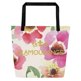 Valentine Day Large Tote Bag - Cute Florals (Glamourange Gift For Valentine Bags With Design Print Patterns - 0015)