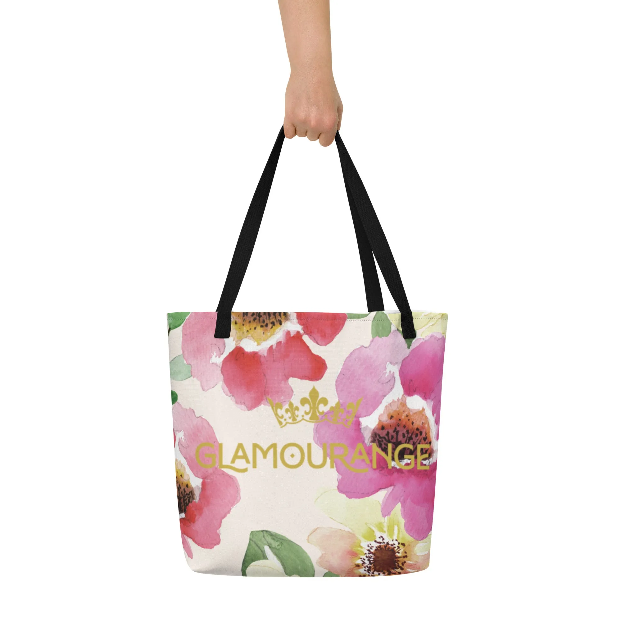 Valentine Day Large Tote Bag - Cute Florals (Glamourange Gift For Valentine Bags With Design Print Patterns - 0015)