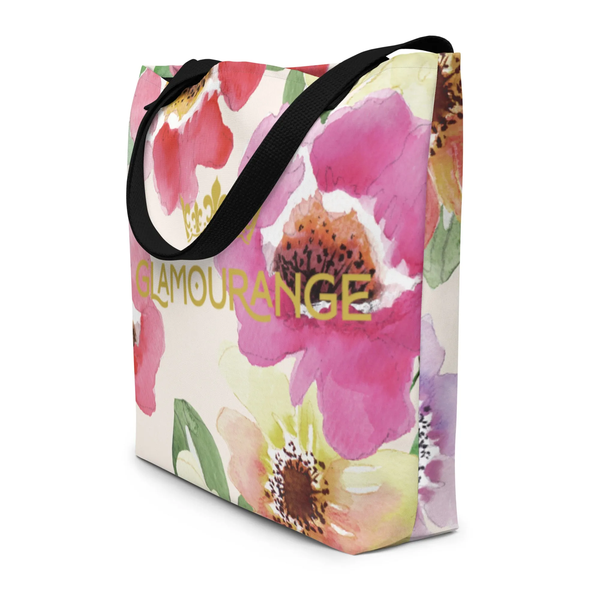 Valentine Day Large Tote Bag - Cute Florals (Glamourange Gift For Valentine Bags With Design Print Patterns - 0015)