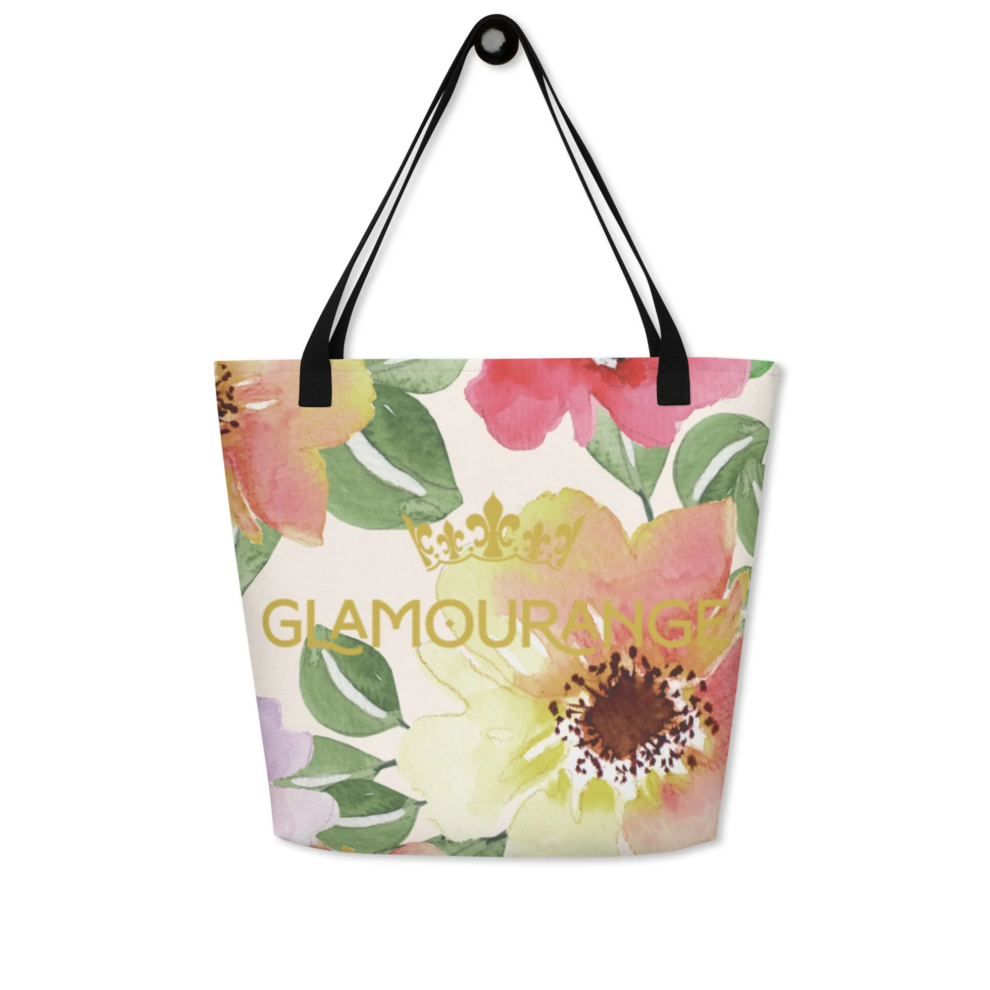 Valentine Day Large Tote Bag - Cute Florals (Glamourange Gift For Valentine Bags With Design Print Patterns - 0015)