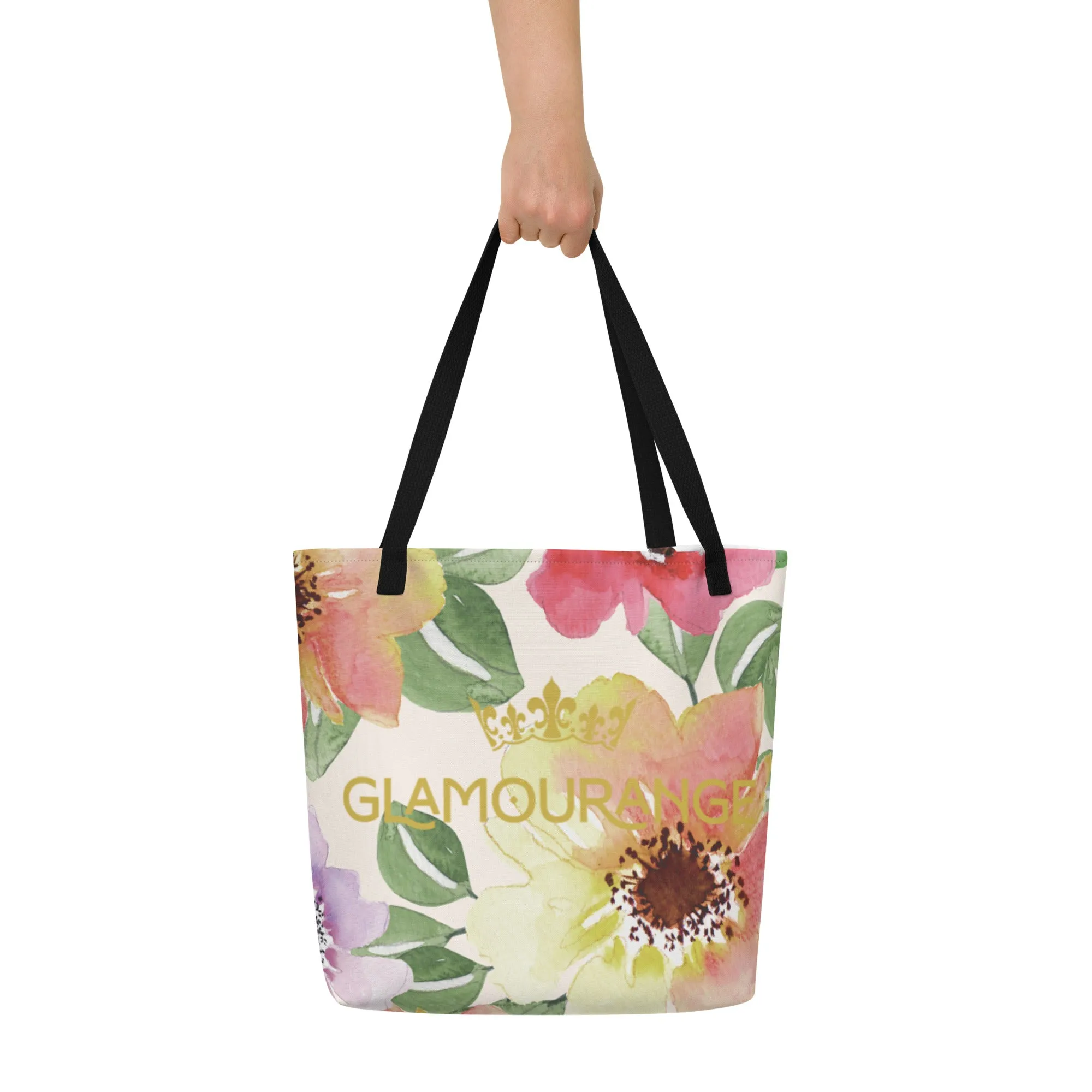 Valentine Day Large Tote Bag - Cute Florals (Glamourange Gift For Valentine Bags With Design Print Patterns - 0015)