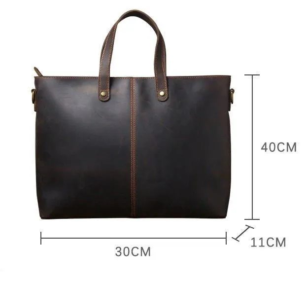 Woosir Mens Leather Laptop Briefcase Handbag Dark Brown